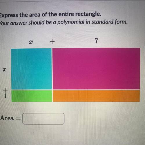 Express the area of the entire rectangle.

Your answer should be a polynomial in standard form.
X+