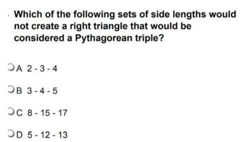 Which of the following sets of side lengths would not create a right triangle that would be conside
