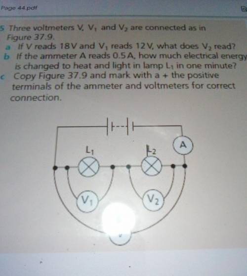 Three voltmeter V, V1 and V2 are connected as in figure 37.9​