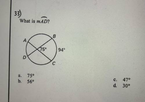 Find Arc Measure. What is mAD? multiple choice