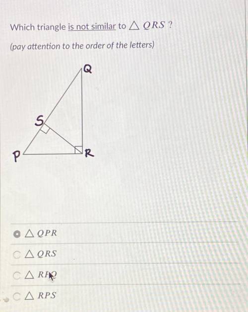 Which triangle isn't similar to QRS?