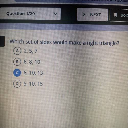Which one makes a right triangle?