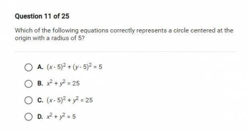 Which of the following equations correctly represents a circle centered at the origin with a radius