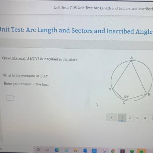 Quadrilateral ABCD is inscribed in this circle.

What is the measure of
Enter your answer in the b