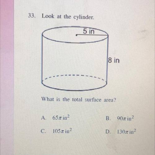 Look at the cylinder.
What is the total surface area?
