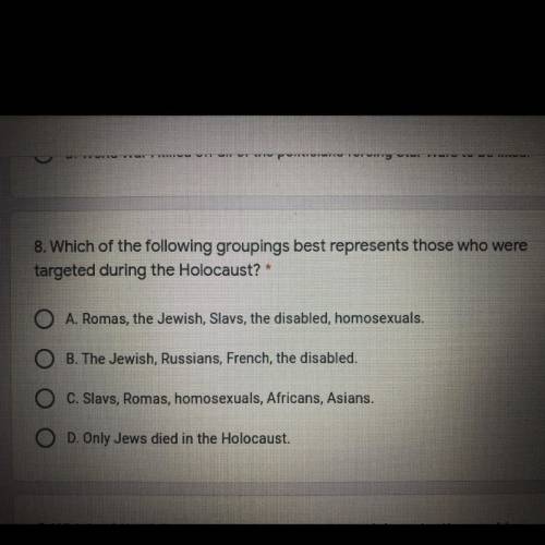 Which groupings best represents those who were targeted during the Holocaust ?
