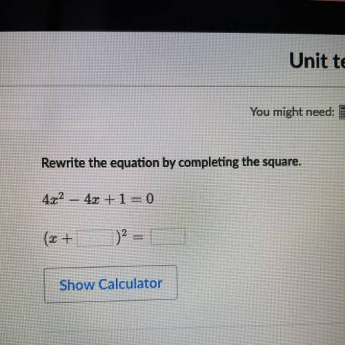 Rewrite the equation by completing the square. 4x^2-4x+1=0