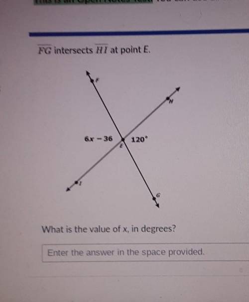FG intersects HI at point E. What is the value of x, in degrees?​