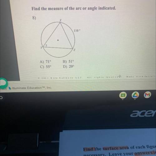 Find the measure of the arc or angle indicated￼