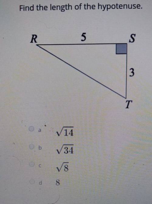 Find the length of the hypotenuse​