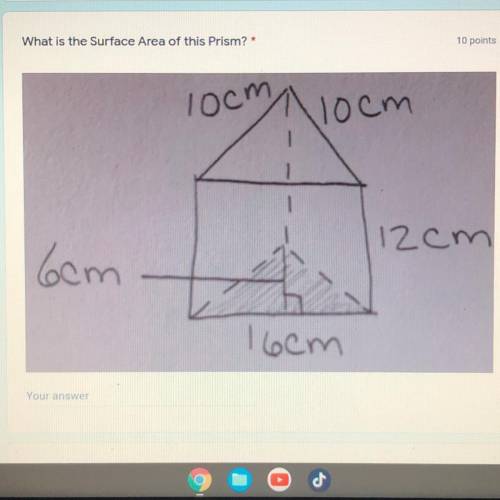 What is the surface area of the prism?