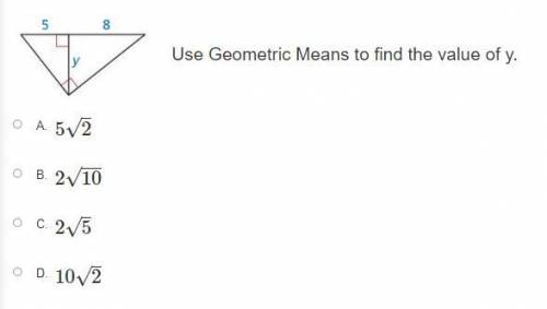 Use Geometric Means to find the value of y.