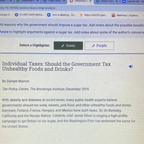 Can anyone tell me which part is considering as reasons “why government should impose a sugar tax”,