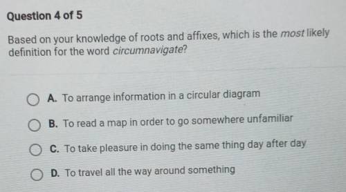 Based on your knowledge of roots and affixes, which is the most likely definition for the word circ