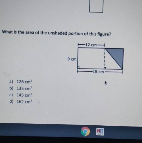 What is the area of the unshaded portion of this figure?​