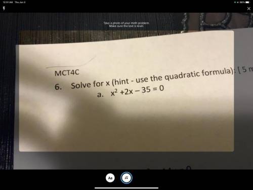 How can I solve?
Solve for x (hint - use the quadratic formula)