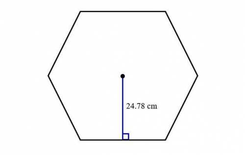 What is the area of the regular hexagon shown below?

Answer in complete sentences and include all