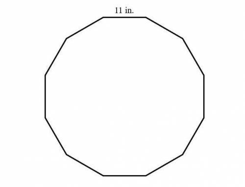 What is the area of a regular dodecagon with 11-inch sides?

Answer in complete sentences and incl