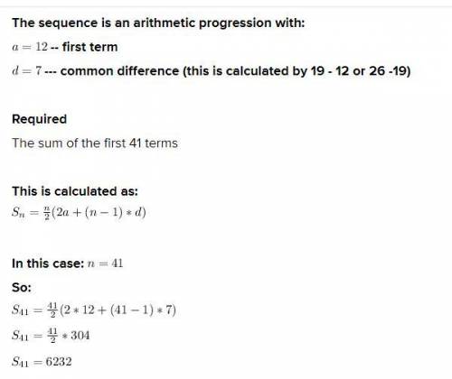 Find the sum of the first 41 terms of the following series, to the nearest integer. 4, 12,20,...