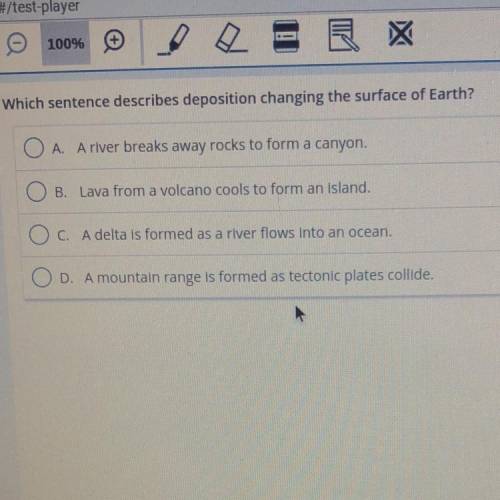 Which sentence describes deposition changing the surface of Earth?