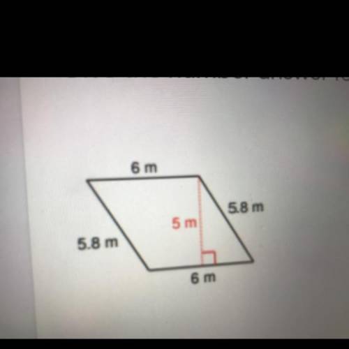 Give the number answer for the area of the parallelogram.

6 m
5.8 m
5 m
5.8 m
6 m