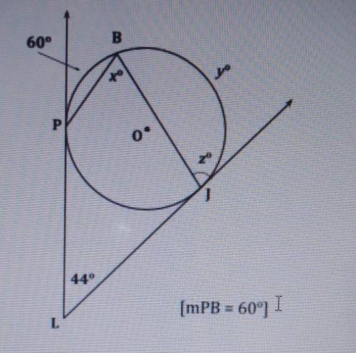Please help find the values of x, y, and z in the diagram. ​