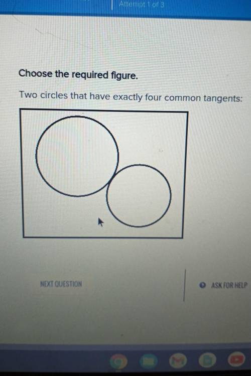 Choose the required figure. Two circles that have exactly four common tangents:​
