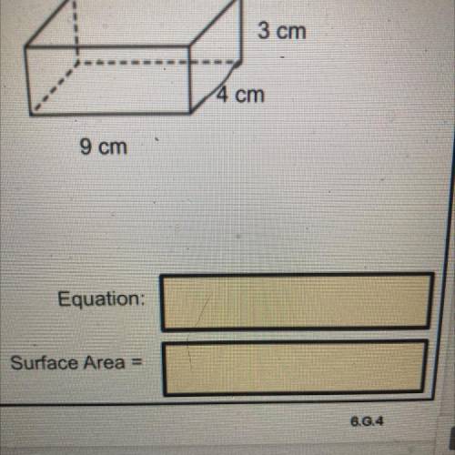 Find the surface area of this rectangular prism. Write an equation and show your work