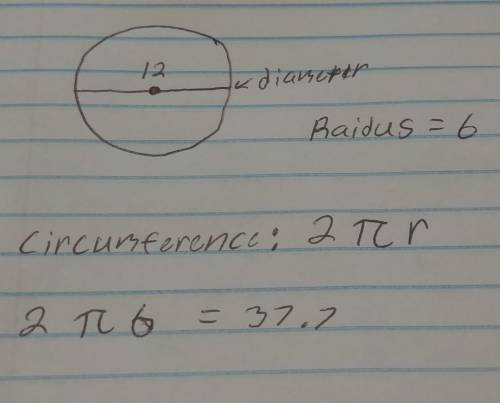 The diameter of a circle is 12 centimeters. What is the circumference?