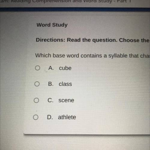 Which base word contains a syllable that changes pronunciation when the word part-ic is added?