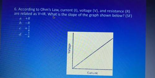 6. According to Ohm's Law, current (I), voltage (V), and resistance (R)

are related as V=IR. What