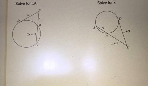 Solve for CA and for X for the two problems. Will give brainlest