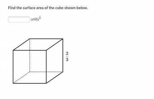 Please help me! :’(
Find the surface area of the cube shown below.