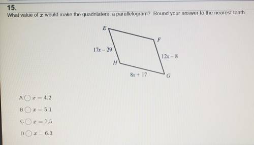 10. What value of I would make the quadrilateral a parallelogram? Round your answer to the nearest