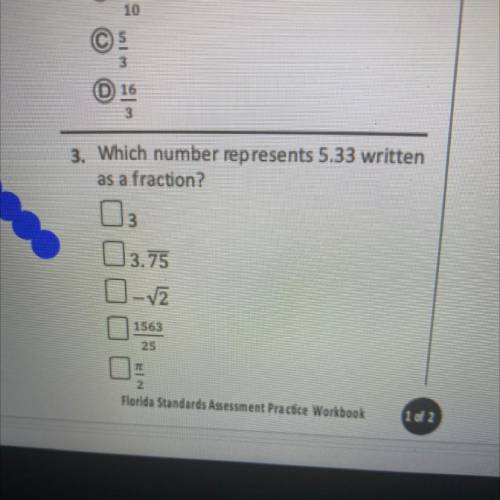 3. Which number represents 5.33 written