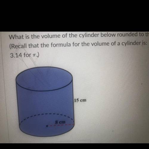 What is the volume of the cylinder below rounded to the nearest 10th￼