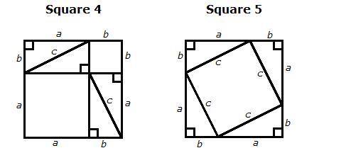 Part B Using squares 1, 2, and 3, and eight copies of the original triangle, you can create squares