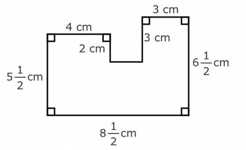 The figure shown is created by joining three rectangles. Enter the area of the figure, in square ce