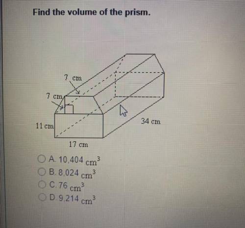 Find the volume of the prism.