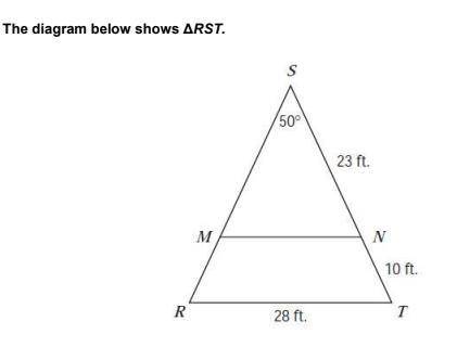 ΔRST is an isosceles triangle with congruent sides RS and ST, MN║RT

1. What is the length of RS?