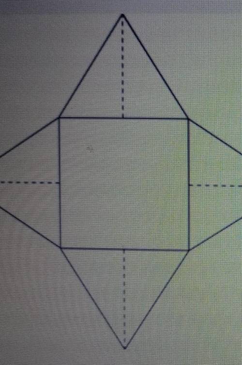 . The net of a square-based pyramid with equal sides is shown below. Use your ruler to measure the