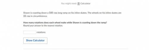 How many rotations does each wheel make while Shawn is coasting down the ramp?