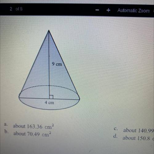 Find the surface area of the cone 9 cm 4 cm