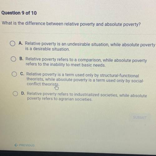 What is the difference between relative poverty and absolute poverty?