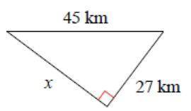 Find the missing side of the triangle. Round your answers to the nearest tenth if necessary.

36 k
