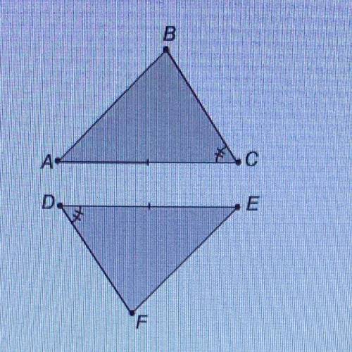 If (blank), then ABC and EFD are congruent by the ASA criterion. If (blank), then ABC and EFD are c