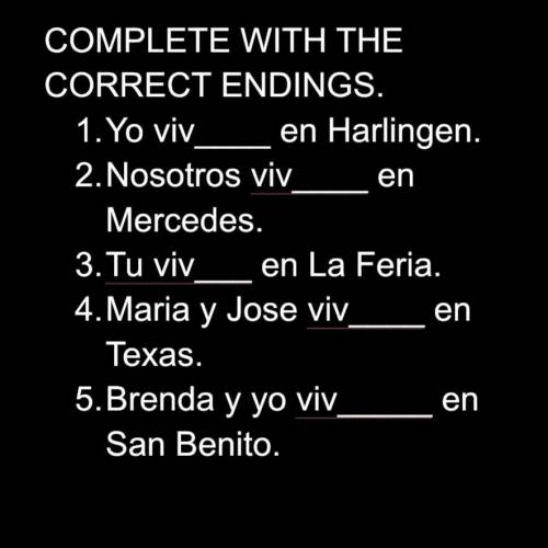I just need the correct endings