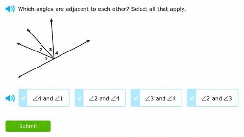 Which angles are adjacent to each other ? Select all the apply