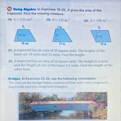 Please do exercises 18-20 and find the missing measure