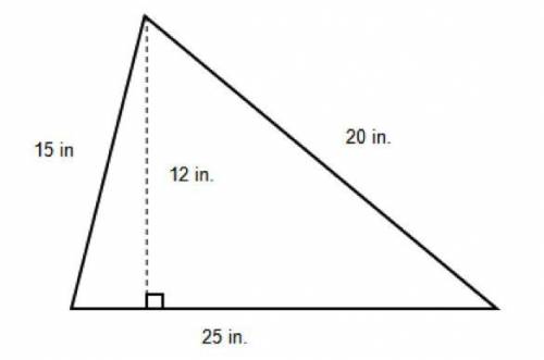 What is the area of the following triangle? 
A. 300 in
B. 60 in
C. 150 in
D. 72 in